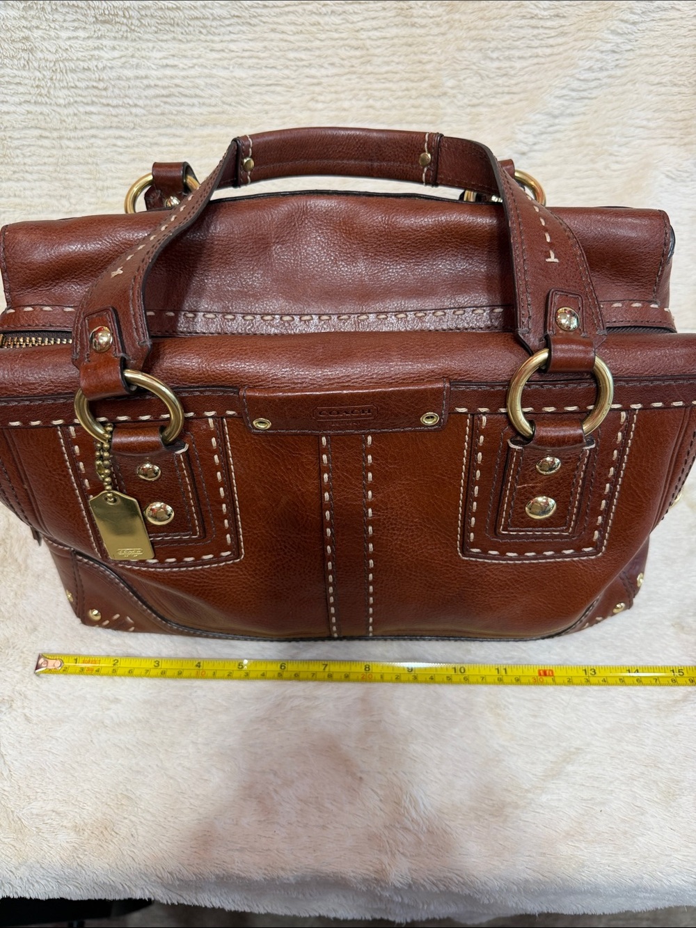 Coach Chestnut Brown Leather Satchel with Gold Hardware - Picture 5 of 8